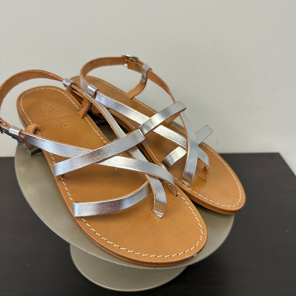Johnny Was Mia Italian Leather Sandal (Silver, 39)